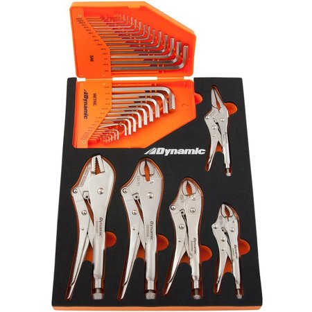 DYNAMIC Tools 7 Piece Locking Pliers & Hex Key Set With Foam Tool Organizer D096001-FT9T